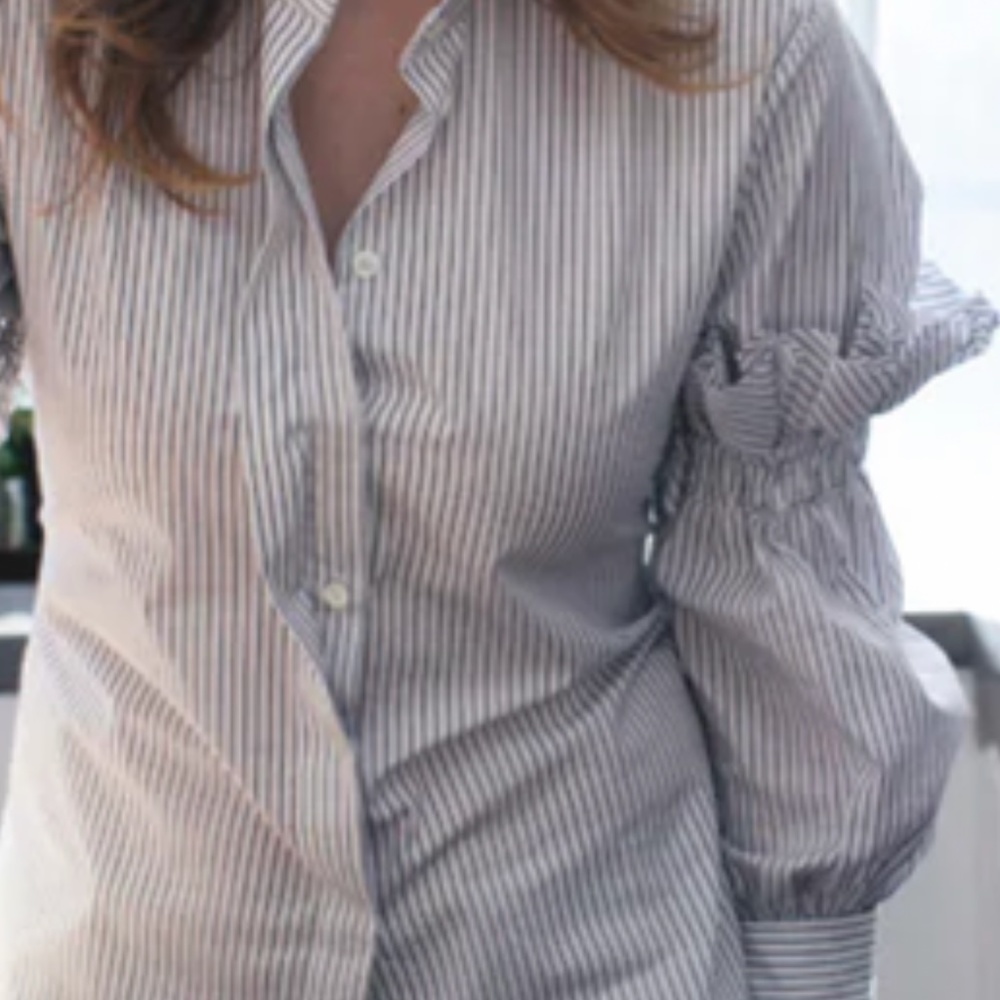 Maggie Marilyn You Can Change The World Pinstripe Navy Shirt US 2